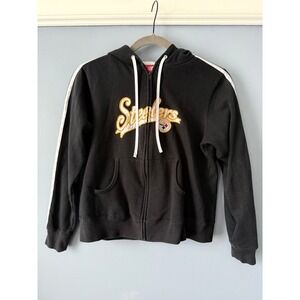 Women's NFL Steelers Drawstring Hoodie Front Pockets Stripe Sleeves Size Small